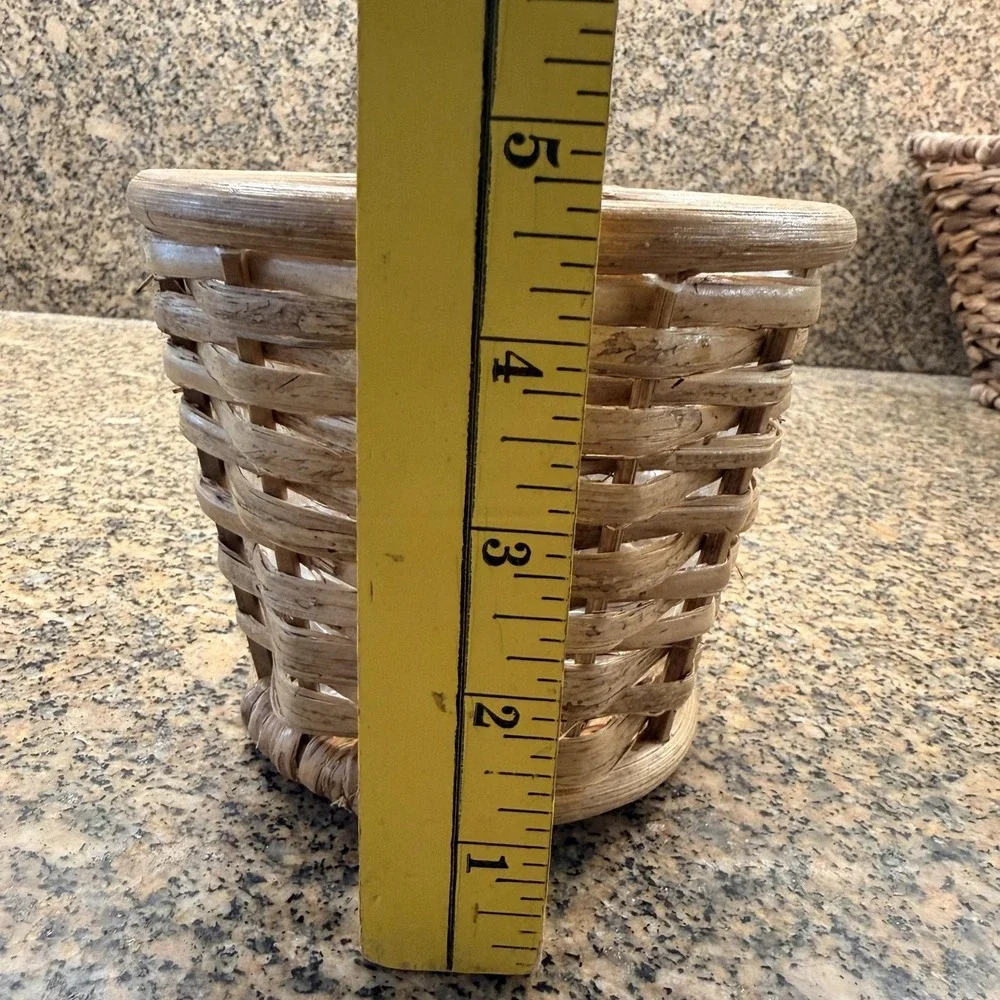 Small Braided Rattan Flower Pot Planter Basket Light Brown Philippines Decor